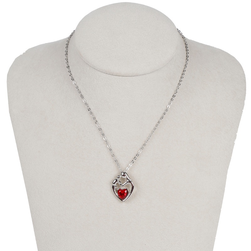 Concise Heart Shape Gemstone Alloy Necklace