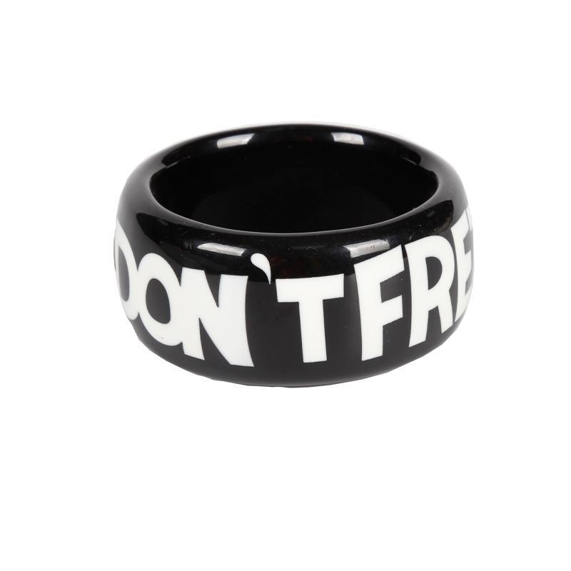 Fashion Bracelet with White Letters on Black Background