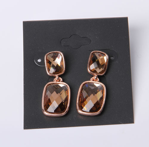 Snake Earring with Epoxy and Rhinestone in Rhodium Plated