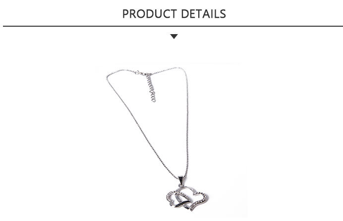 Fashion Jewelry Silver Pendant Necklace with Double Heart Shape