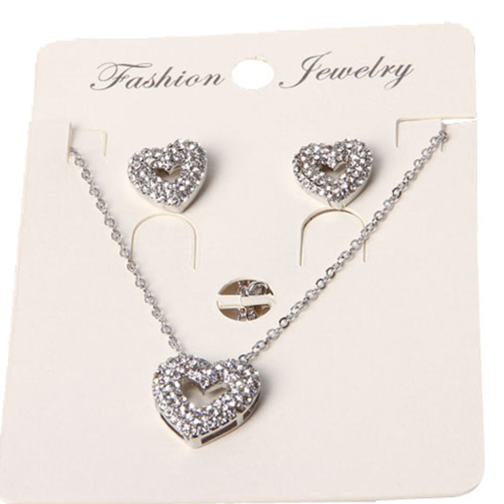 Fashion Heart Shaped Leaves Jewelry Set with Rhinestone