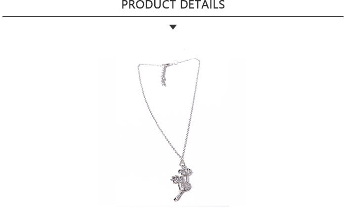 Factory Supply Fashion Jewelry Silver Flower Pendant Necklace
