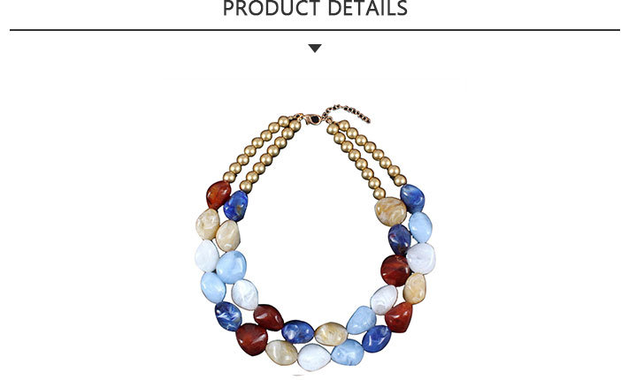 Ingenious Fashion Jewelry Colorized Bead Gold Necklace