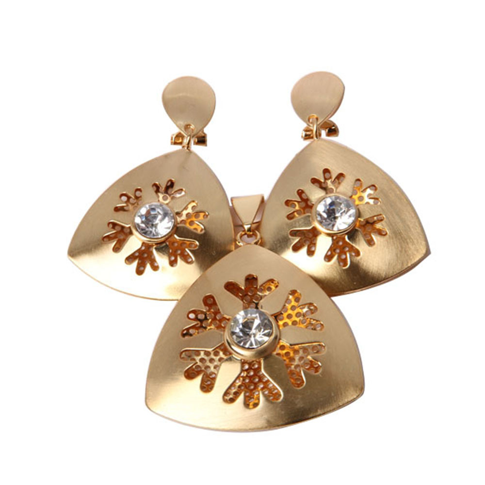Fashion Gold Plating Roundness Shape Jewelry Set with Green Heart