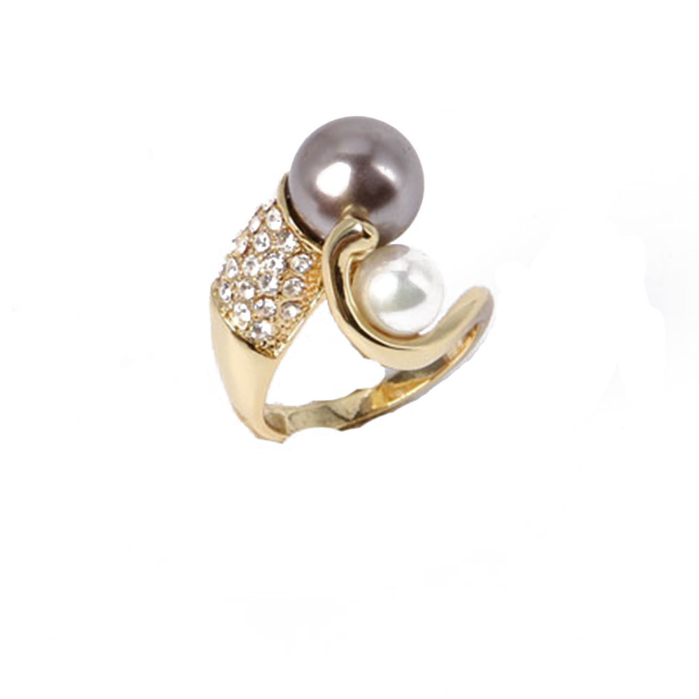 New Design Fashion Jewelry Flower Gold Ring with Rhinestone