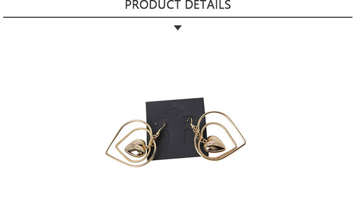 New Style Fashion Jewelry Gold Triple Heart Pendant Earring