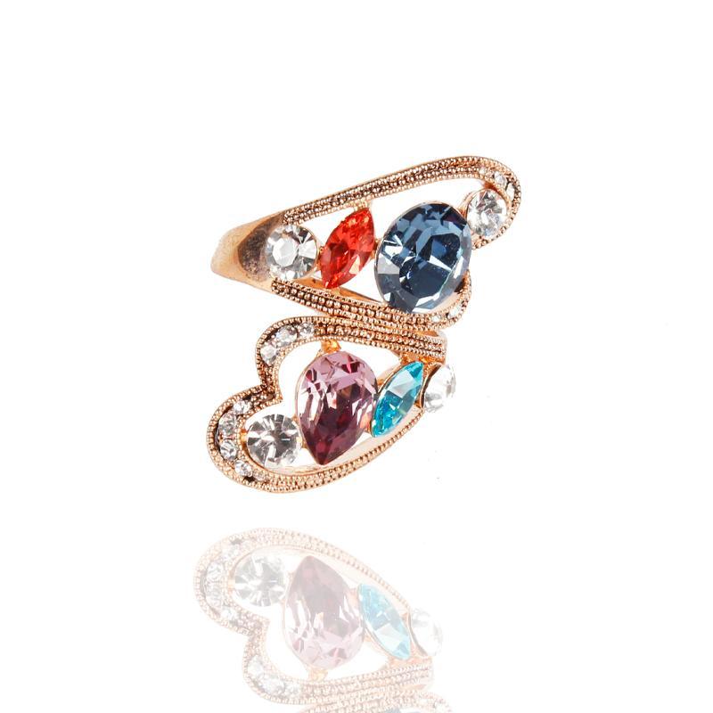 Two Heart-Shaped Colored Diamond Rose Gold Ring