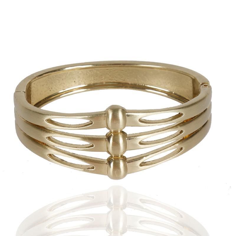 Three Button Hollow Design Gold Bracelet