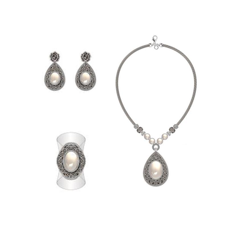 Niche Silver Jewelry Set with Gemstones