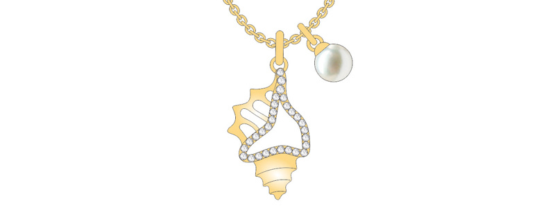 New Release Marine Series Gold Pearl Elegant Conch Shape Jewelry Set