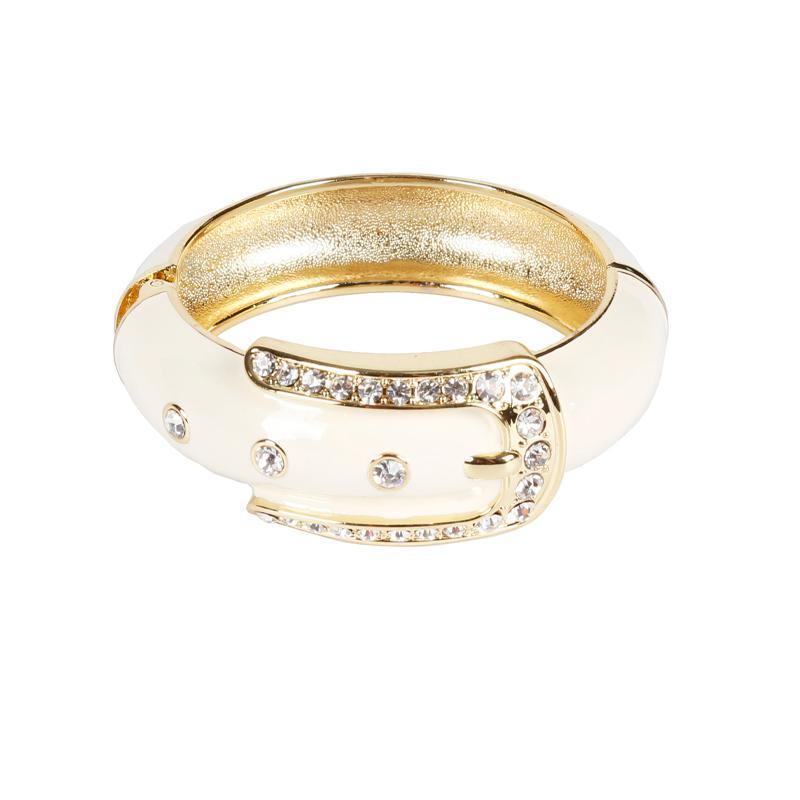 Buckle Design Gold and Silver Bracelet Bangle