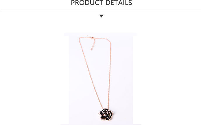 Hot Sale Fashion Jewelry Black Flower Gold Pendant Necklace
