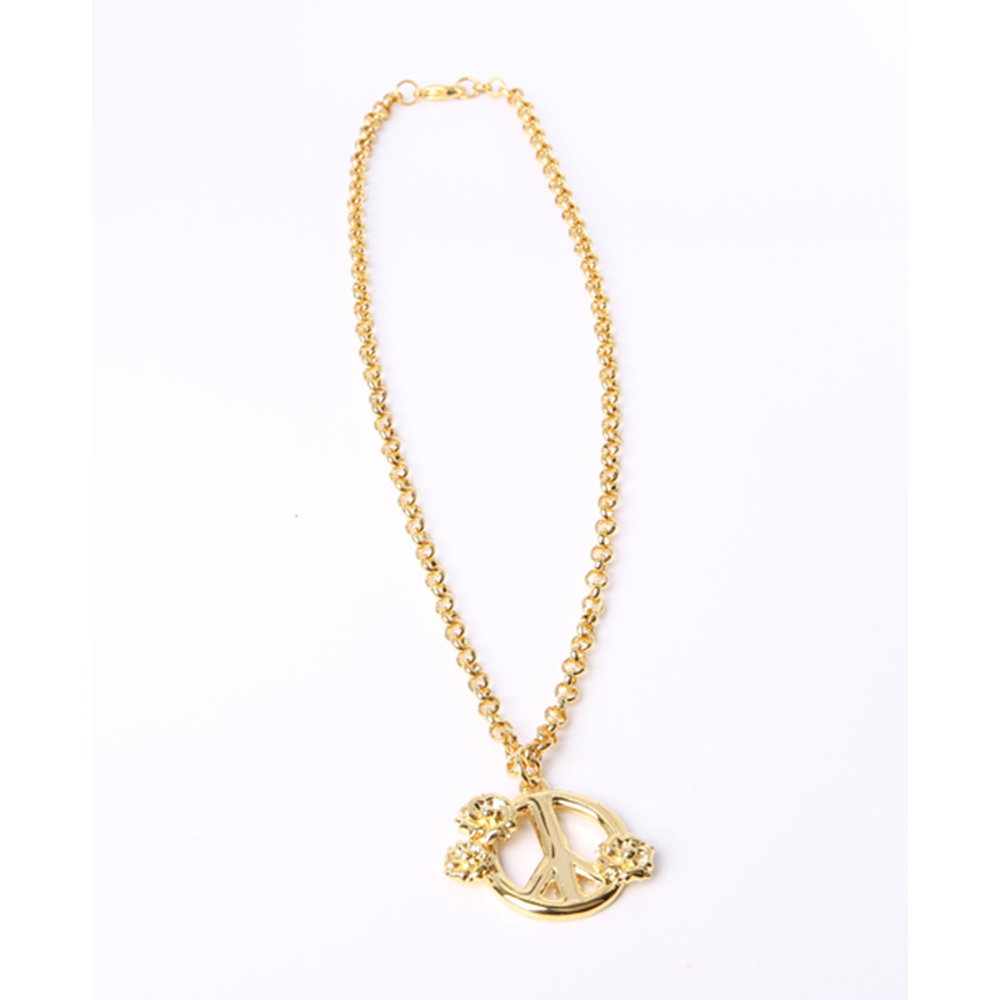 Fashion Jewelry Heart-Shaped Gold Pendant Necklace with Rhinestone