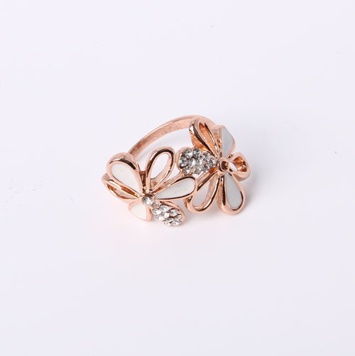 Rose Flower Design Ring Tri-Tone Finish