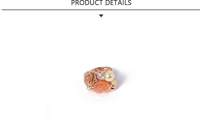 Ingenious Fashion Jewelry Flower Gold Ring with Pearl Rhinestone