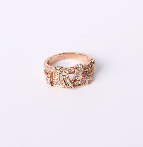Rose Gold Plated Fashion Jewelry Ring with Rhinestones