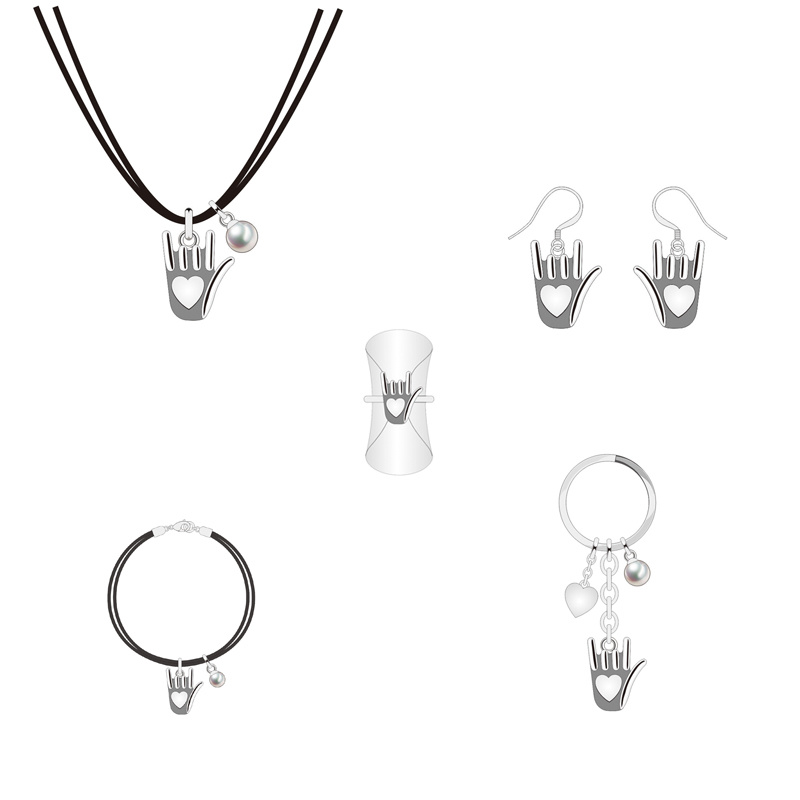 Hot Sale Lovely Silver Love Heart Jewelry Set