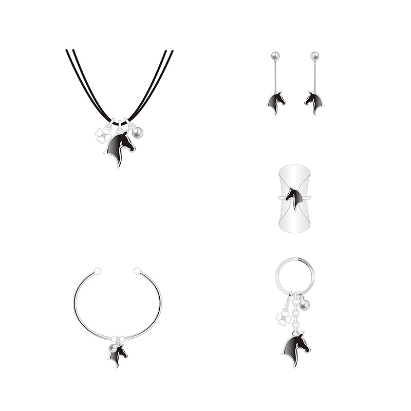 Classic Black Wooden Horse Pattern Imitation Jewelry