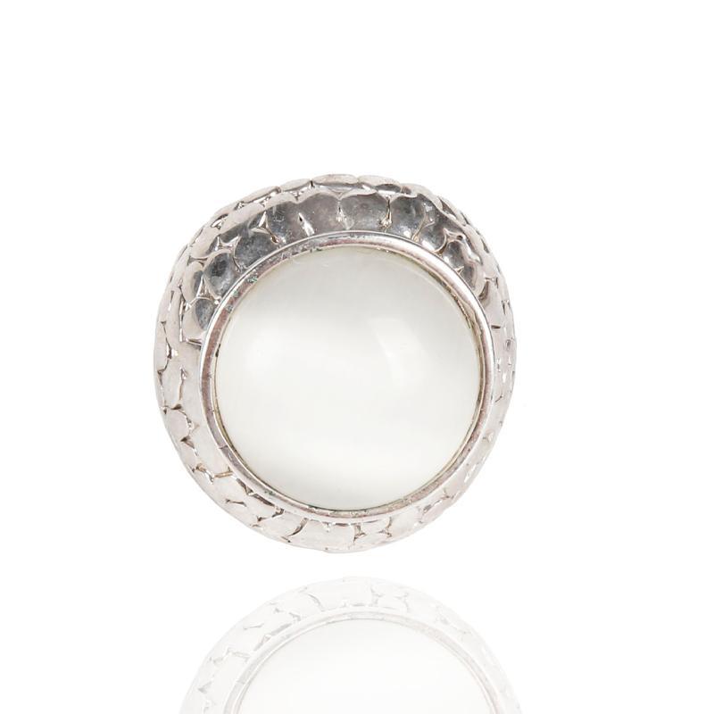 Simple Pearl Snake Silver Ring