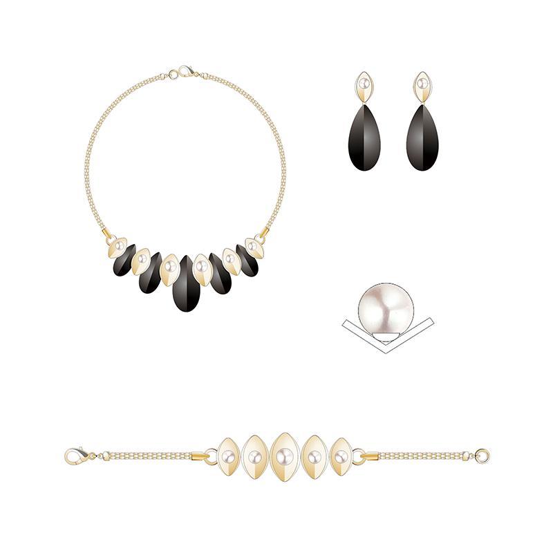 Beautiful Gold Jewelry Set with Black Gem