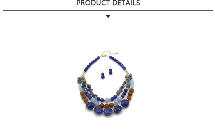 China Manufacturer Fashion Blue Bead Necklace Jewelry Set