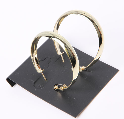 Open-Worked Circle Shape Simple Style Earring with Rhodium Plated