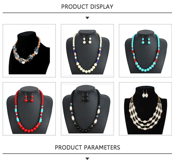 New Product Fashion Black Bead Earrings Necklace Jewelry Set