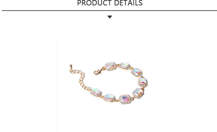 Fashion Jewelry Gold Alloy Bracelet with Colored Rhinestones
