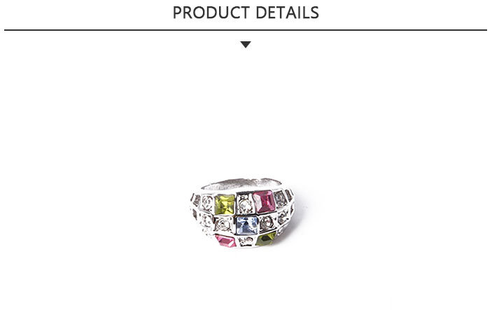 Fashion Jewelry Rose Gold Ring with Colorful Rhinestone