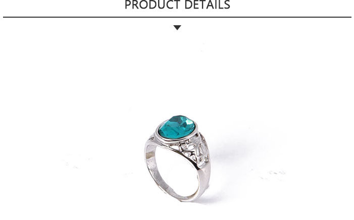 Wholesale Fashion Jewelry Silver Ring with Blue Rhinestone