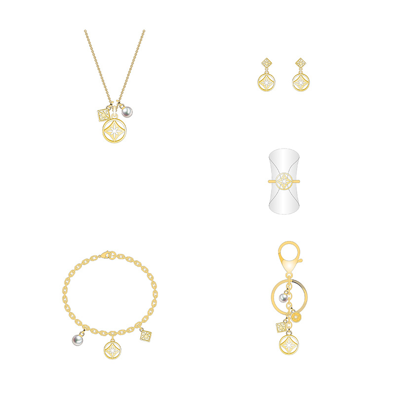 Cost-Effective Gold Round Diamond Jewelry Set
