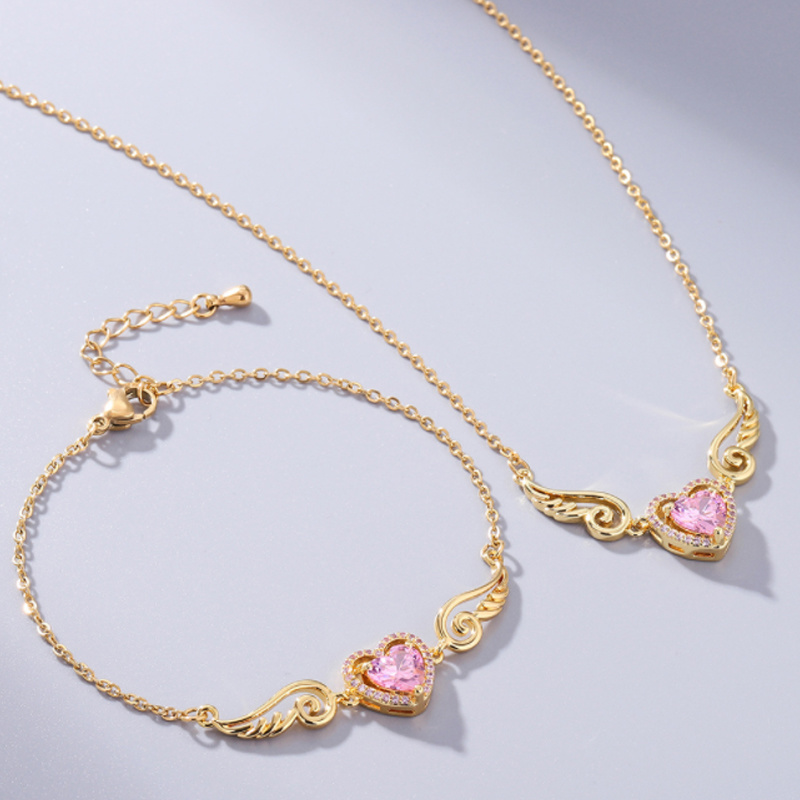 Angel Lover Bracelet High-Grade Gold Necklace Two-Piece Set