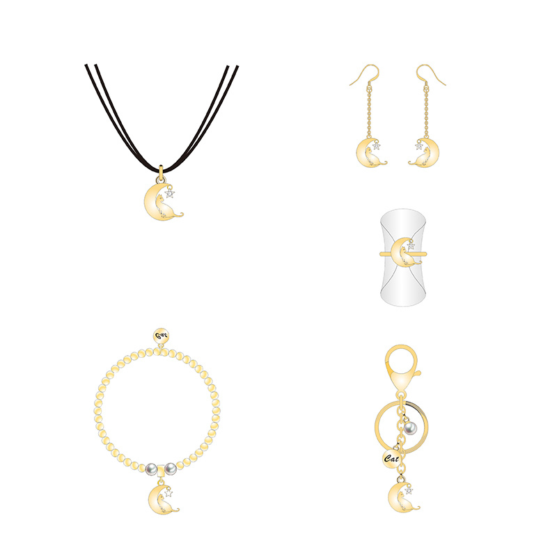 Sell Well Golden Animal Moon Jewelry Set