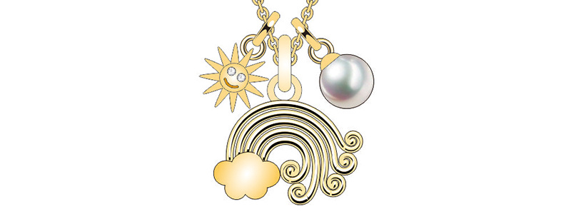 Lucky Jewelry Set Gold Cloud Rainbow Bridge