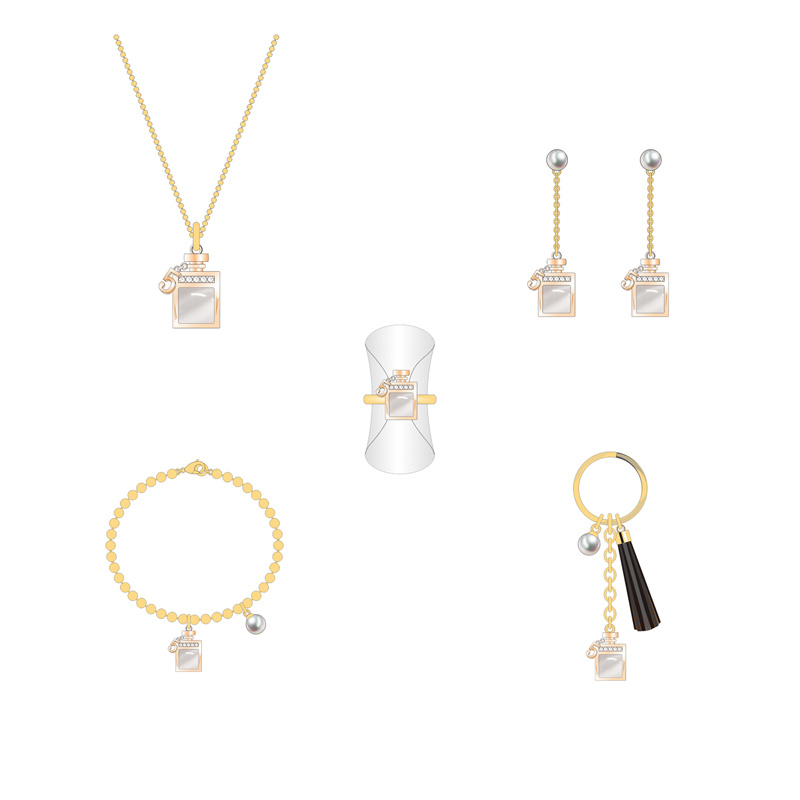 New Arrival Fashion Square Pink Diamond Jewelry Set