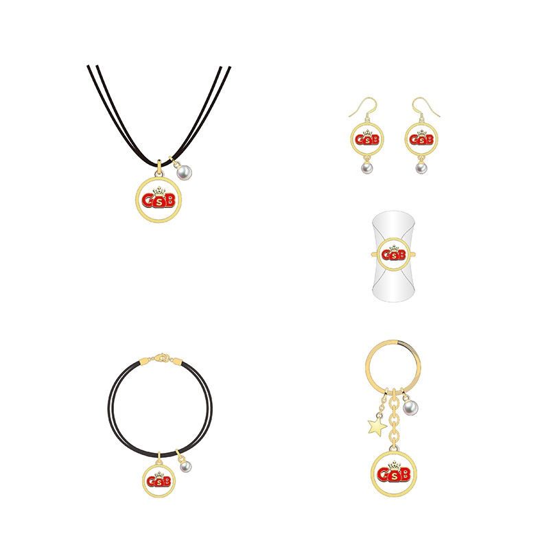 Classical Red Letter with Gold Ring Jewelry Set