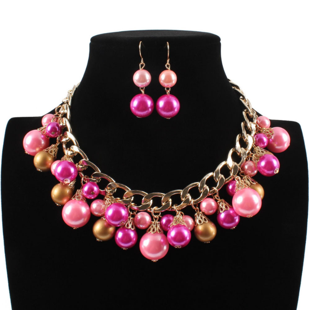 Most Popular Fashion Red Bead Necklace Jewelry Set