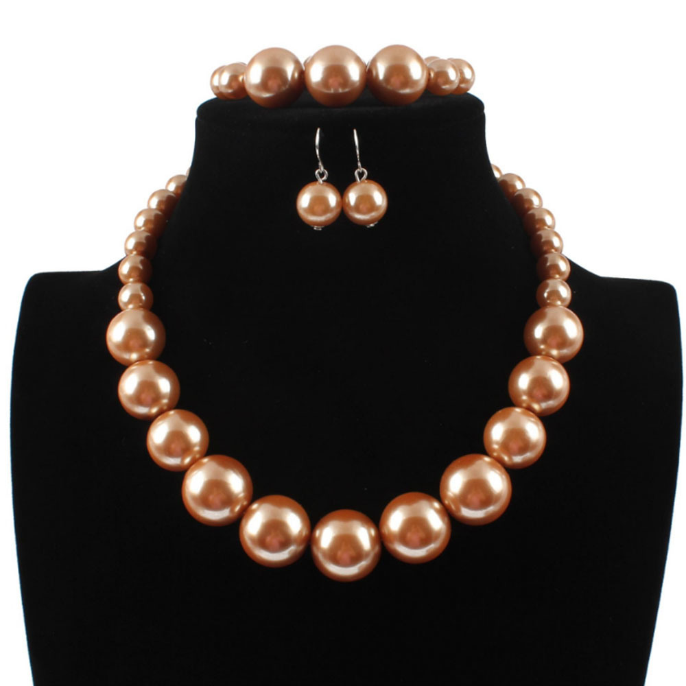 Most Popular Fashion Black Bead Necklace Jewelry Set