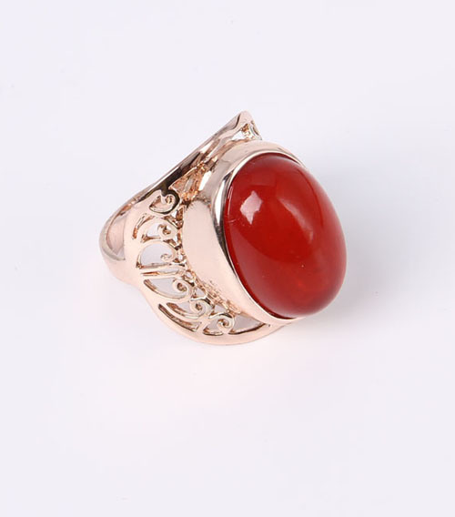 Rose Color Gold Plated Fashion Jewelry Ring with Flower Design