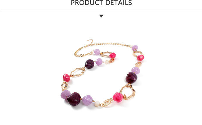 Hot Sale Fashion Jewelry Pink Bead Gold Necklace