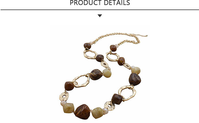 Trending Product Fashion Jewelry Brown Bead Gold Necklace