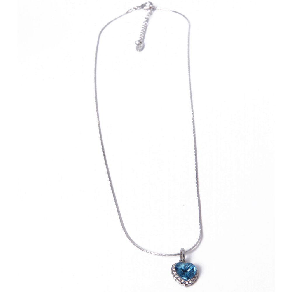 Comfortable Silver Blue Rhinestone Pendant Necklace