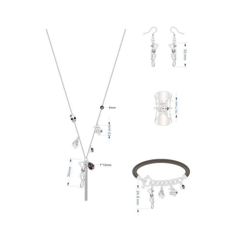 Hot Fashion Halloween Theme Earrings Ring Bracelet Necklace Set
