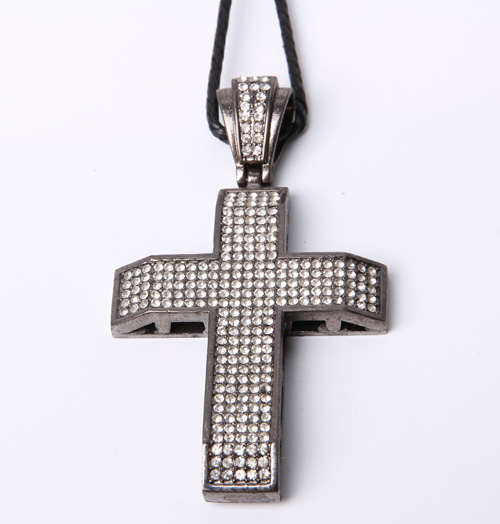 Fashion Necklace with Cross Pendant with Rhinestones