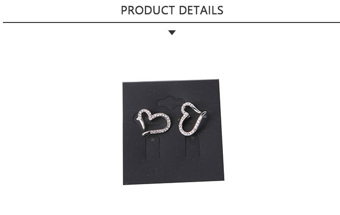 Rhodium Plated Fashion Jewelry Heart Shape Earrings with Rhinestones