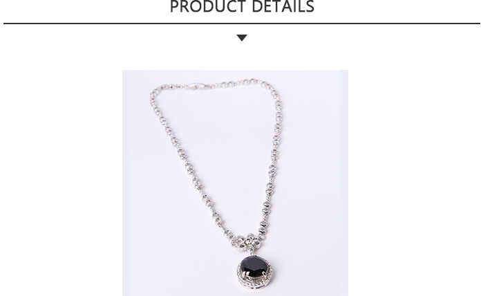 Unique Fashion Jewelry Silver Pendant Necklace with Black Rhinestone