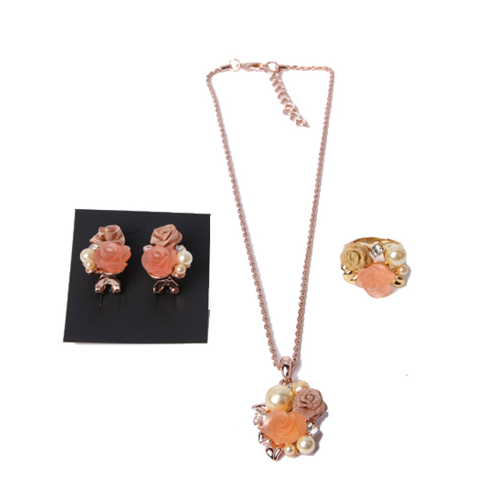 Year Fashion Gold Plating Flower Jewelry Set with Pearl