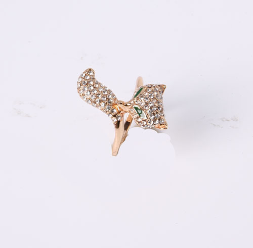 Fox Design Fashion Jewelry Ring with Rhinestone and Epoxy
