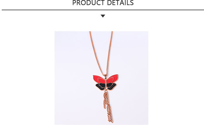 Factory Supply Fashion Jewelry Red Black Butterfly Gold Necklace