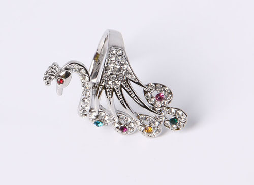 Fashion Jewelry Peacock Ring with Rhinestones